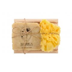 Onos wood case with a small soap bar & sea sponge (60g)